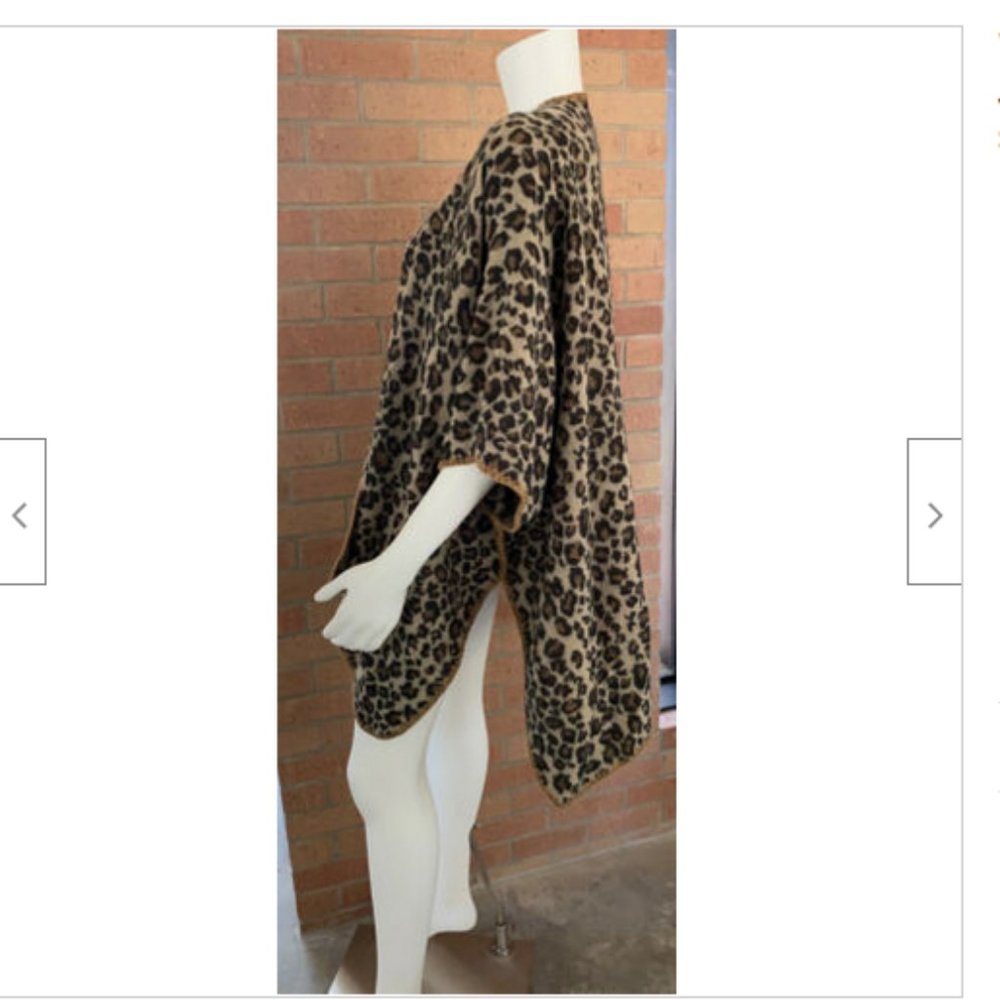 Open Front Leopard Print Jacket Wrap Sweater Os - image 8